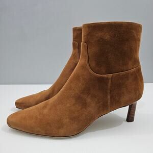 Veronica Beard Kelby Ankle Bootie Womens 11 Brown Suede Slim Heel Pointed Toe